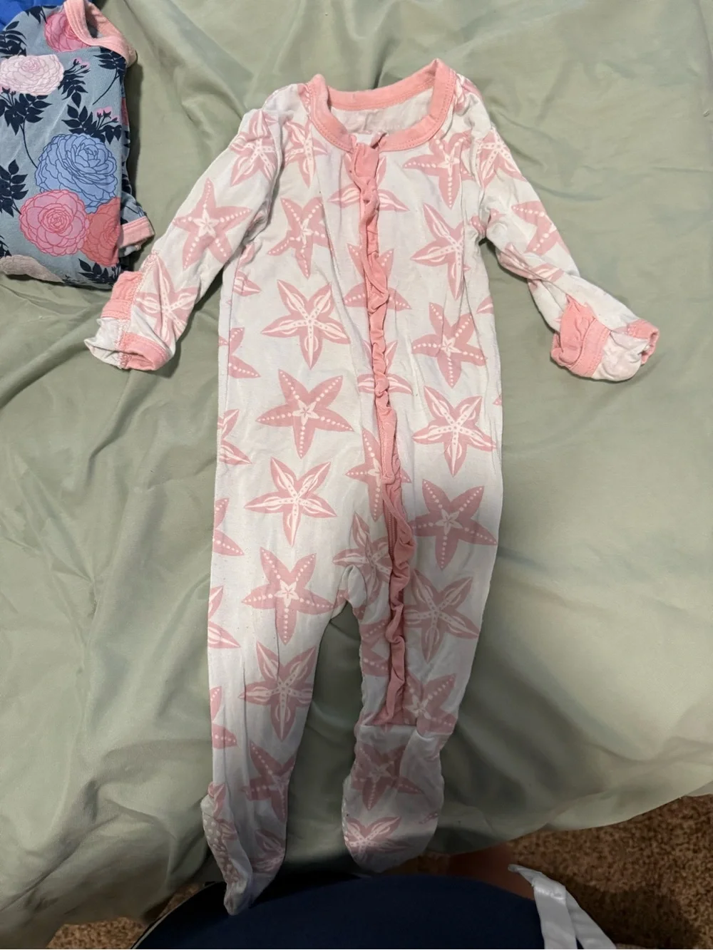 Kickee Pants Pink Starfish Ruffle Footed One-Piece